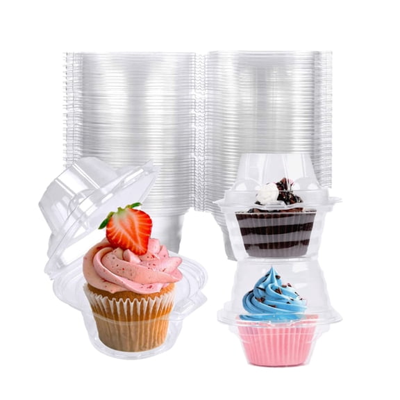 50 Pack Individual Cupcake Containers Plastic Cupcake Boxes Cupcake Holders Stackable Deep Dome Cupcake Carrier