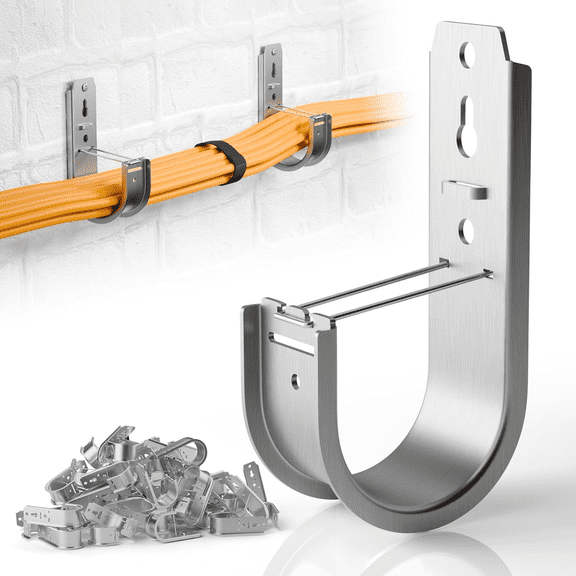 50 Pack J Hooks for Cable Management - Galvanized Steel Ceiling Mount 2 Inch
