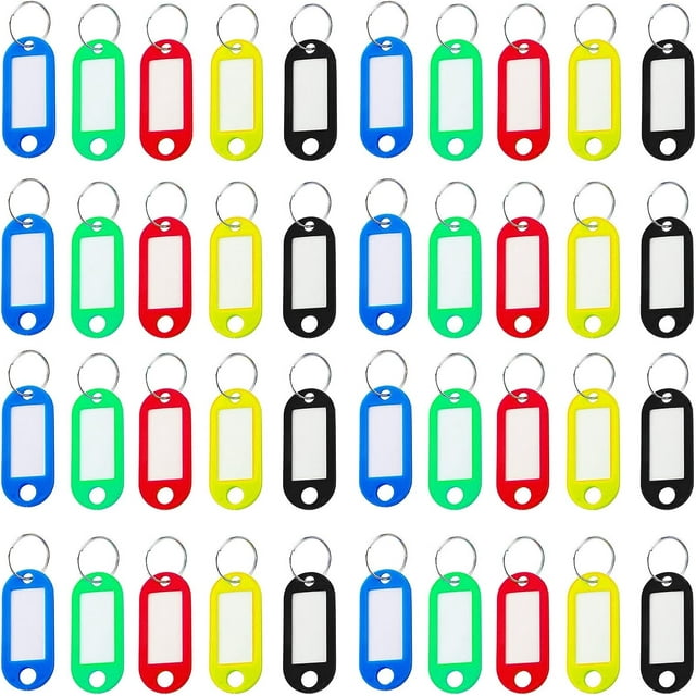 50 Pack Key Tags with Labels,Plastic Key Tags, Key Tags with Split Ring