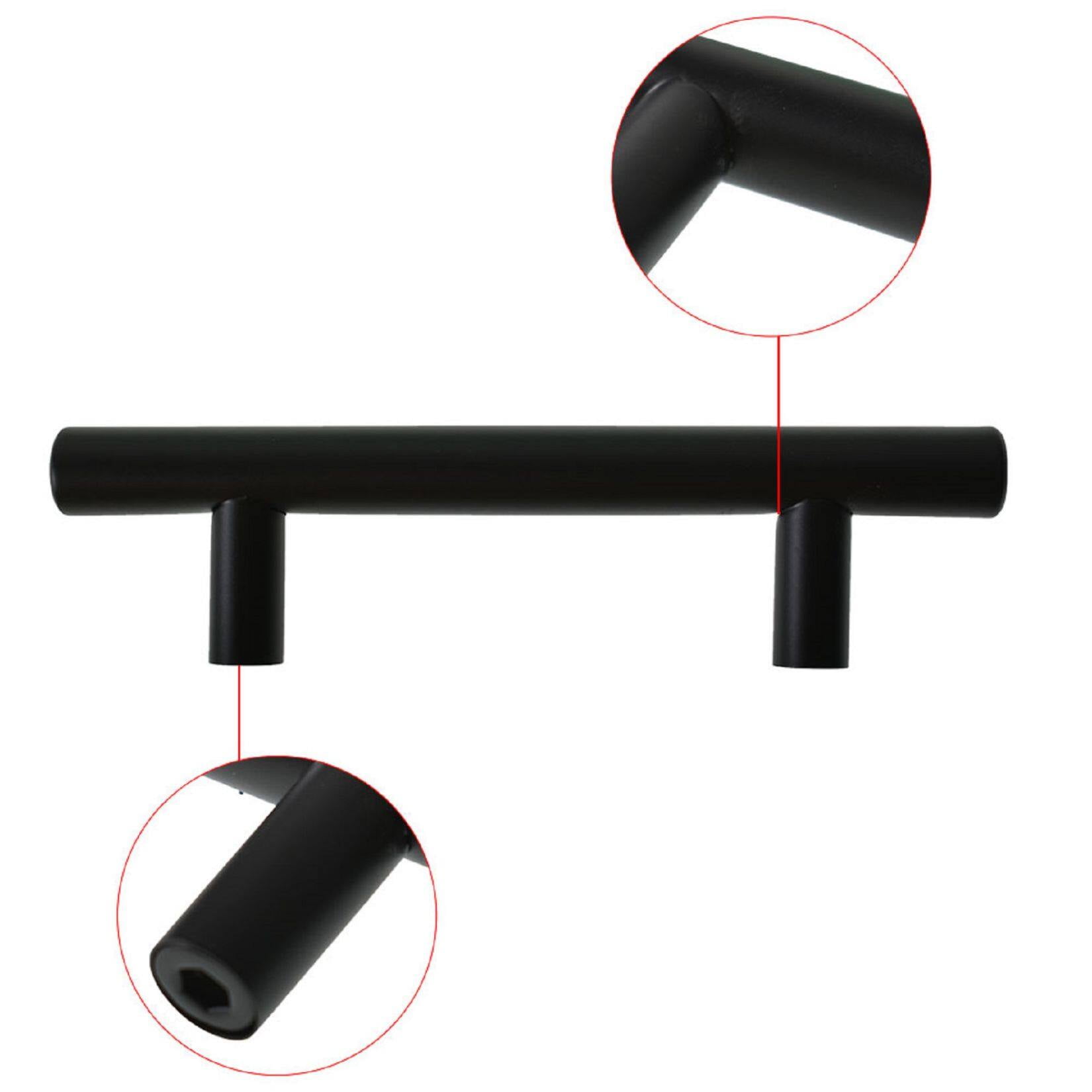 50 Pack Kitchen Cabinet Handles Black Stainless Steel T Bar Pulls Nickel Matte Furniture Drawer Pulls Cupboard 3.8 in Hole Center 59 in Length