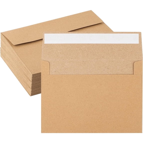 50 Pack Kraft Envelopes 5 x 7 Inch Brown Envelopes,A4 Envelopes, Card Envelopes, Kraft Paper Envelopes, Invitation Envelopes, Postcard Envelopes (Brown)