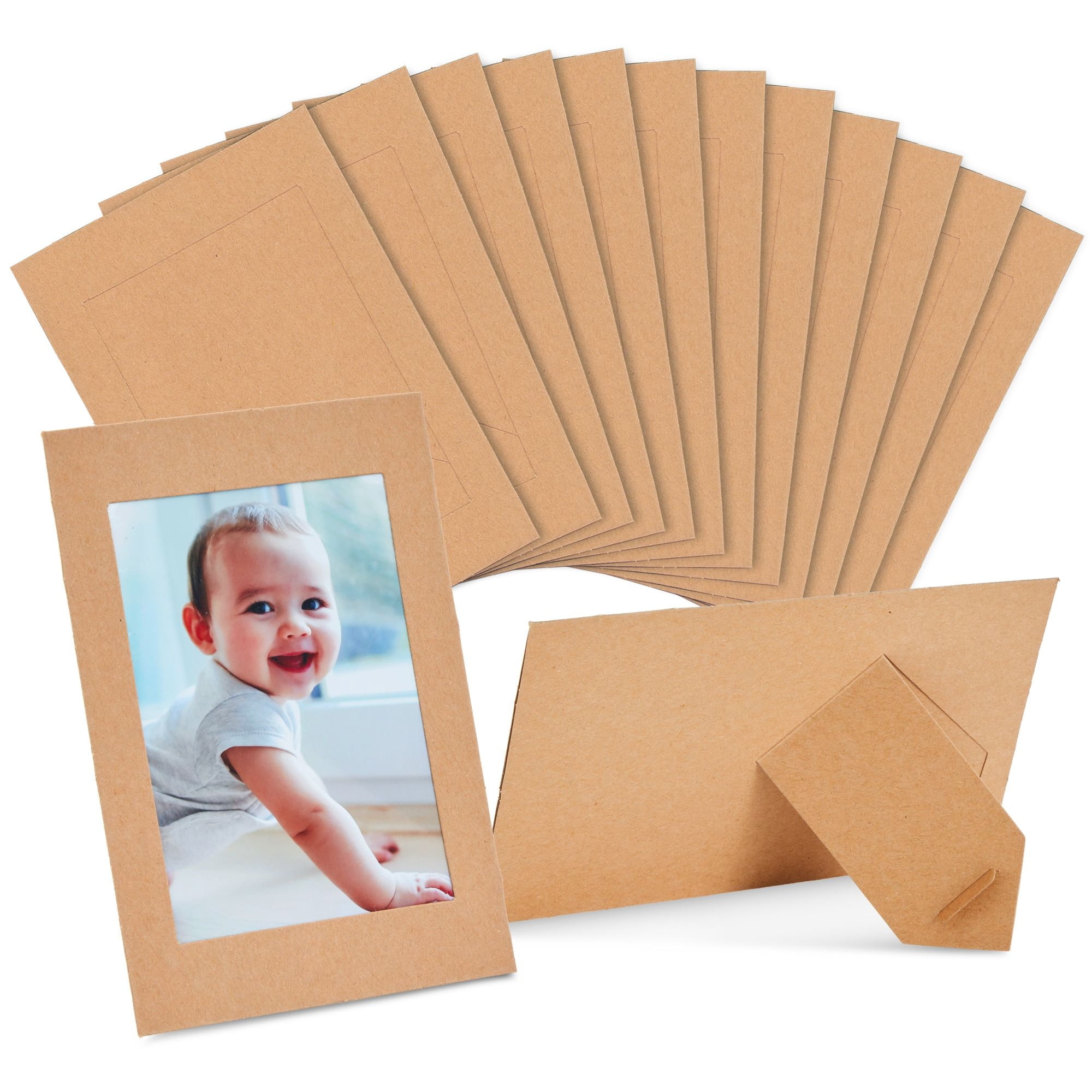 50 Pack Kraft Paper Picture Frames 4x6, Cardboard Photo Easels
