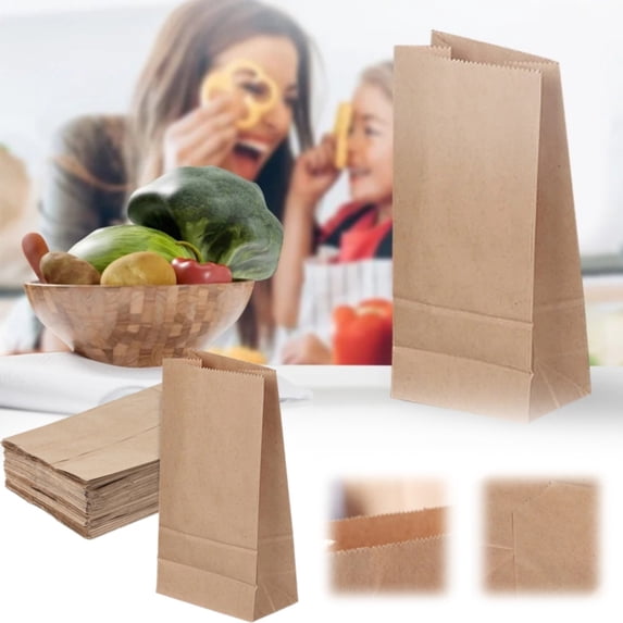 50-Pack Kraft Sandwich Bags – Biodegradable Lunch Bags for Cookies, Snacks & School (Khaki, Food-Grade, 1 Pack)