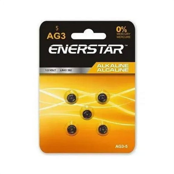 50-Pack LR41 / AG3 Enerstar Alkaline Button Batteries (10 Cards of 5)