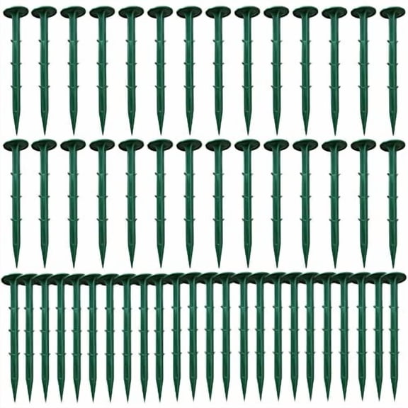 50 Pack Landscape Fabric Stakes Green Plastic 6.3" Landscape Staples Weed Barrier Pins Anchoring Spike Garden Stake for Woven Ground Cover Cloth Gardening Farming Yard Lawn Edging Weed Control