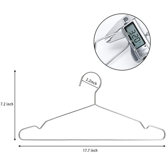 50 Pack Large Wire Hangers Non-Slip Heavy Duty Stainless Steel Slim Space Saving Clothes Hangers