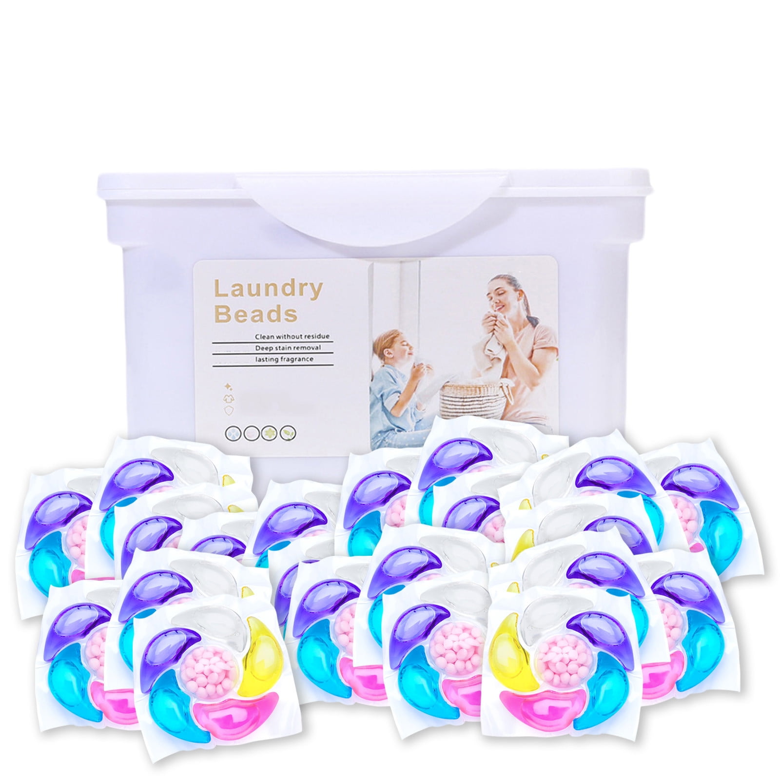 50-Pack Laundry Detergent Pods - 6-in-1 Stain & Grease Remover with ...