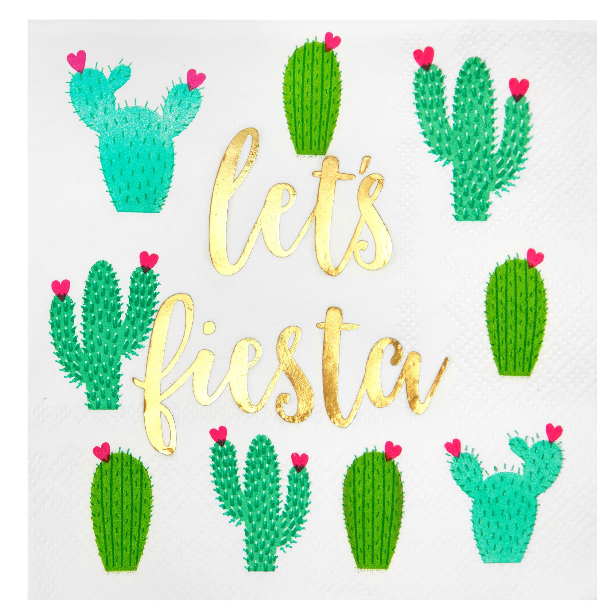 50 Pack Lets Fiesta Taco Napkins for Party, Cinco De Mayo Party Decorations, Paper Margarita Napkins (5x5 In)