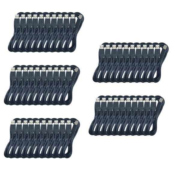 [50-Pack] LetLinkSo USB Printer Cable, USB A to B Square Port Cord, Thickened Gold-Plated, Bulk Wholesale Value Pack for Schools, IT Departments & Industrial Use, black, 5 feet (1.5m)