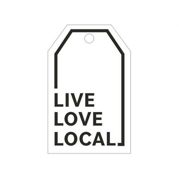 50 Pack, Live, Love, Local Gloss Printed Gift Tags, 2.25X3.5" for Gift Baskets, Gift Bags, and Wrapped Gifts, Made in USA