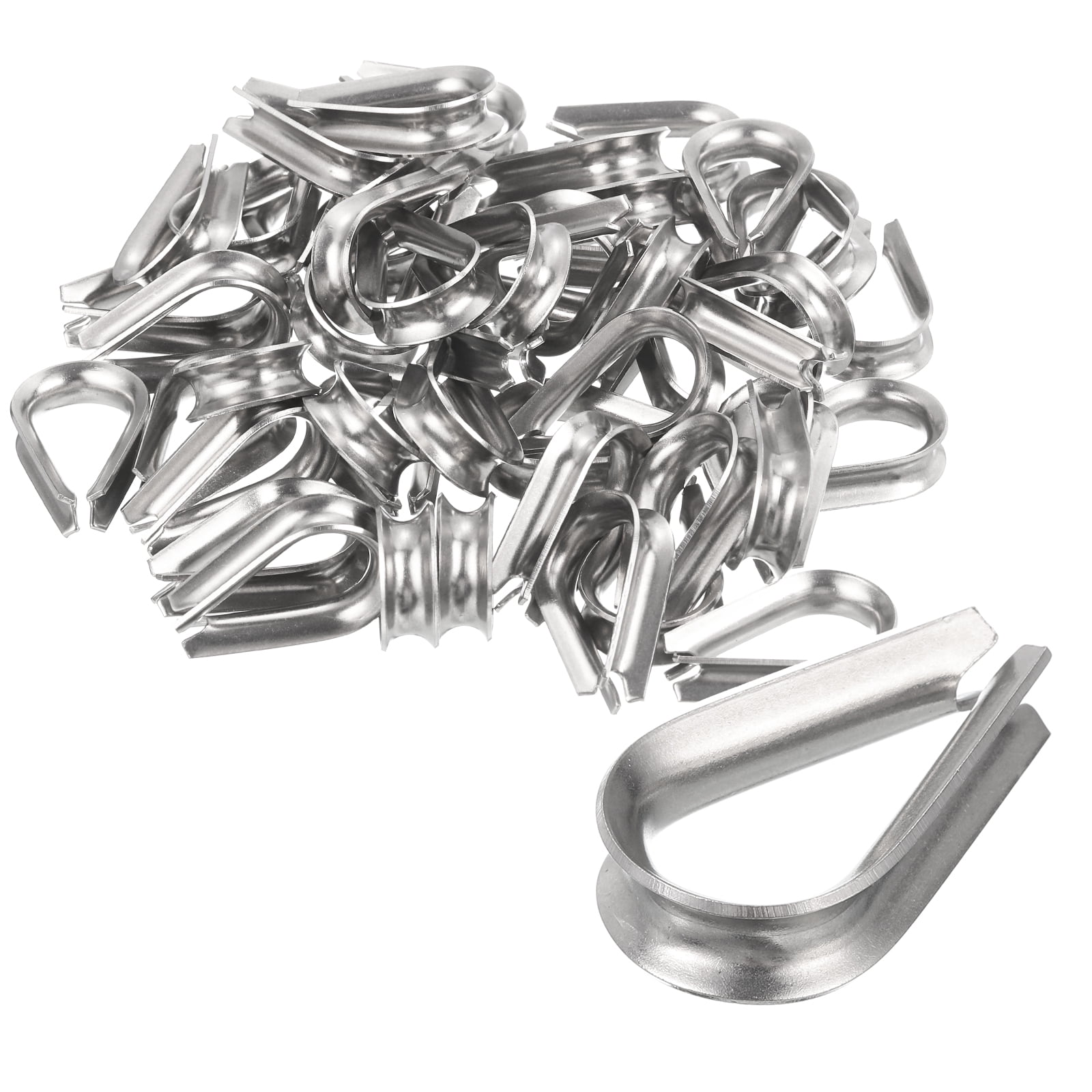 50 Pack M5 Stainless Steel Thimble for 3/16" Dia Wire Rope, Wire Rope