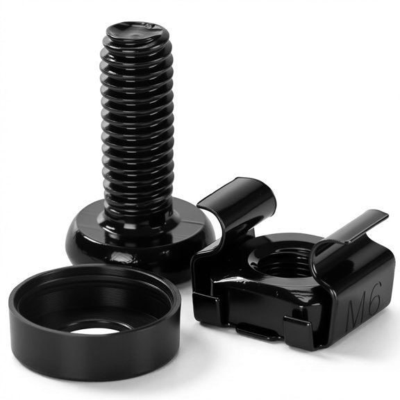 50 Pack M6 x 16mm Rack Mount Cage Nuts, Screws & Washers for Server Cabinet, Network Rack Accessories, Routers - Free Self-Locking Cable Ties
