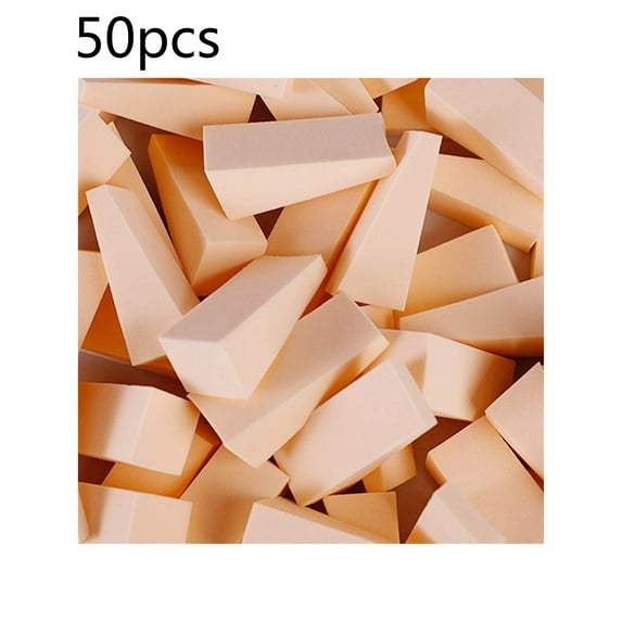 50-Pack Makeup Applicator Wedges & Beauty Sponges - Reusable Blending Sponge for Foundation & Liquid Makeup - Beige