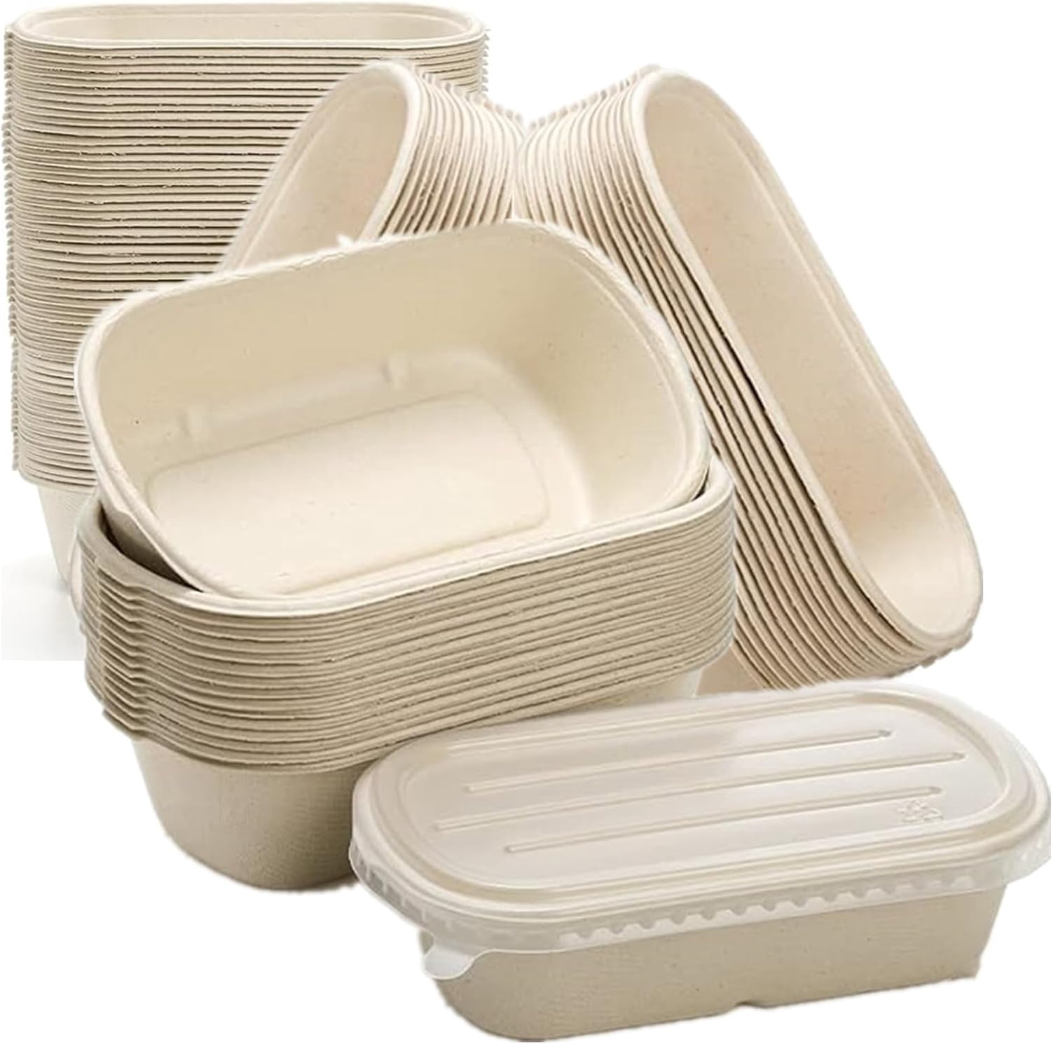 50 Pack Meal Prep Containers with PP Lid, 23oz Disposable Take Out Food ...
