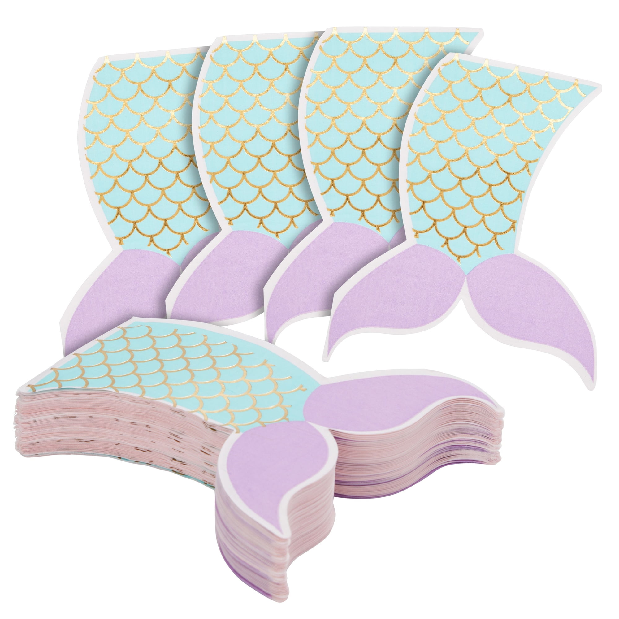 50 Pack Mermaid Tail Napkins for Girls Under the Sea Birthday Party