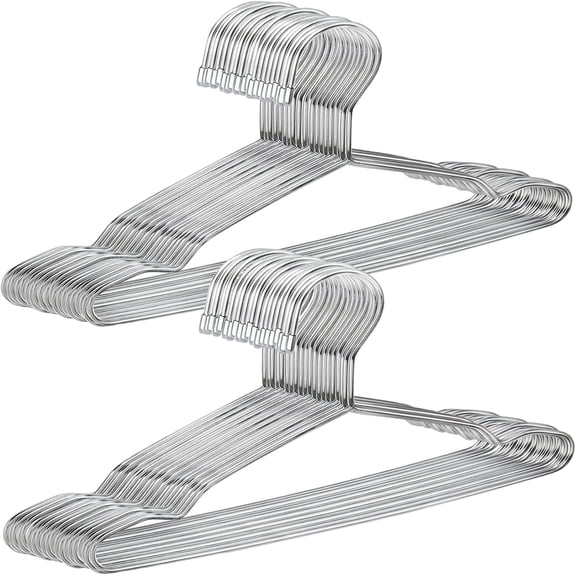 50 Pack Metal Clothes Hangers, 12.5in/32cm Wire Hangers, Stainless Steel Hanger Non-Slip, Heavy Duty Closet Hanger Ultra Thin Space Saving for Hanging Coats Shirts T-Shirt