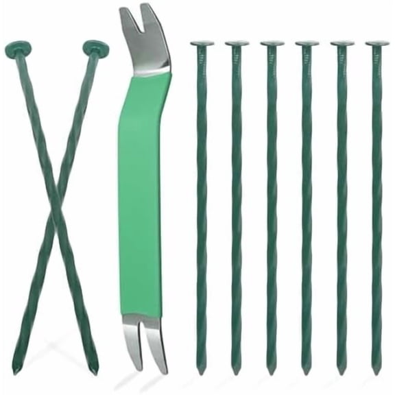 50 Pack Metal Landscape Stakes, 6 Inch Artificial Turf Spikes, 6 Gauge Large Landscaping Nails, Green Edging Anchoring Staple for Garden Ground Grass Lawn Paver Timber Border Weed Barrier 6"