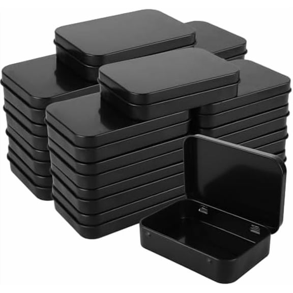 50 Pack Metal Rectangular Empty Hinged Tins Black Mini Tin Boxes Containers 3 Ounce Small Tins with Lids for Storage Drawing Pin Candies Jewelry Crafts$$Art & Craft