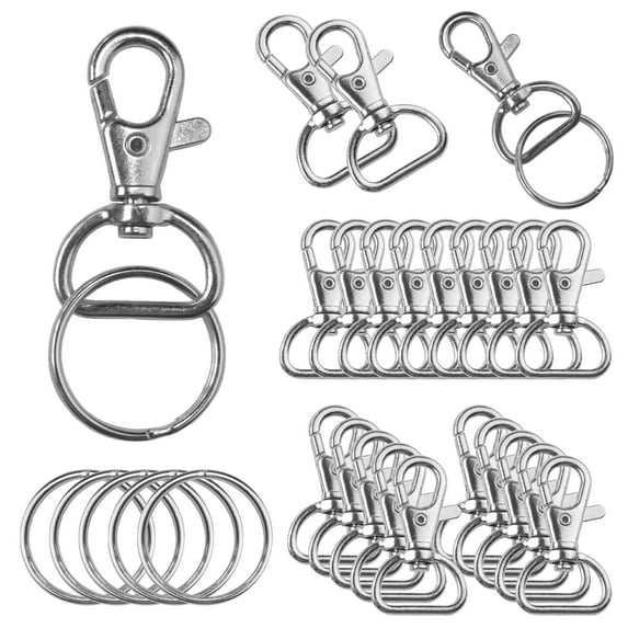 50 Pack Metal Swivel Clasps Lobster Claw Clasp Lanyard Snap Hook 1 5/8” x 1” (Wide 3/4” D Ring) with 50 Key Rings - Jewelry Findings Or Sewing Projects …