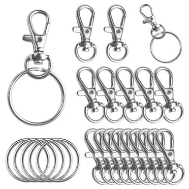 50 Pack Metal Swivel Lobster Claw Clasp Lanyard Snap Hook 1.25” x 0.5” with 50 Key Rings - Jewelry Findings Or Sewing Projects