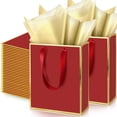 thumbnail image 1 of 50 Pack Metallic Gift Bags with Handle and Tissue Paper Gold Foil Thank You Bag for Graduation Wedding Groomsmen Bridal Baby Shower Gifts Holiday Party Favors 9x7x3.15'' (Red Gold), 1 of 8