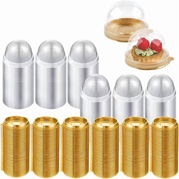 50 Pack Mini Cake Boxes with Dome Lids for Cupcakes Desserts Treats