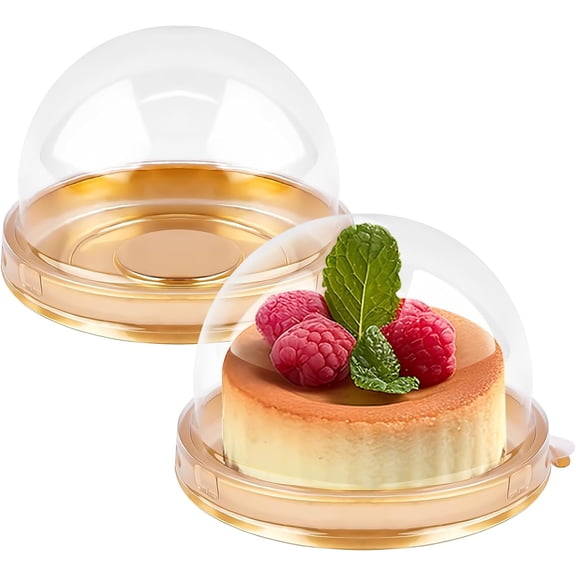 50 Pack Mini Cake Containers with Dome Lids Clear Plastic Small Cupcake Boxes for Mini Desserts and Treats