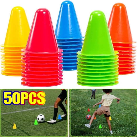50 Pack Mini Cones, Traffic Cones,Sports Cones for Soccer, Basketball and Footwork Training, Indoor and Outdoor