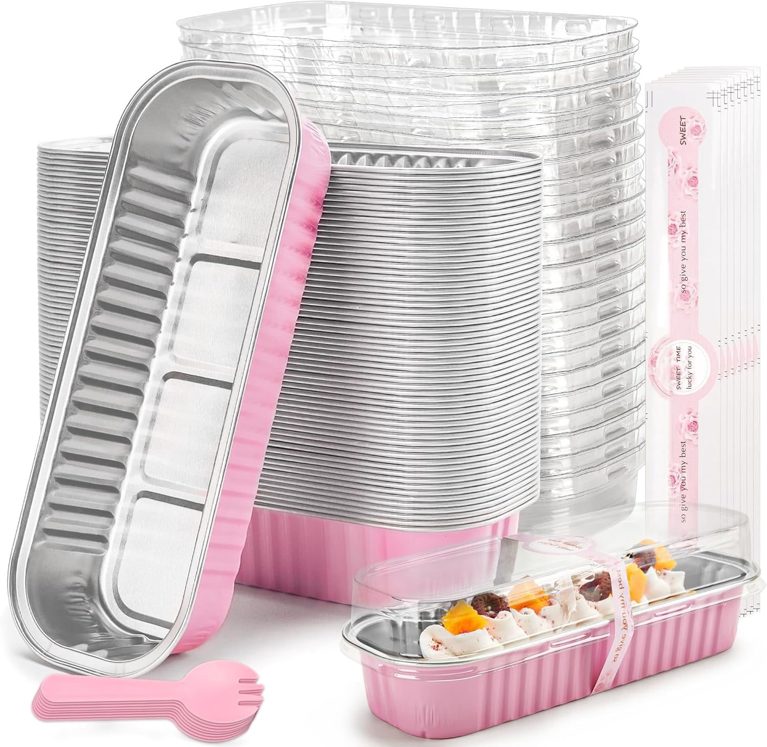 50 Pack Mini Loaf Pans with Lids Rectangle Individual Cake Pans ...