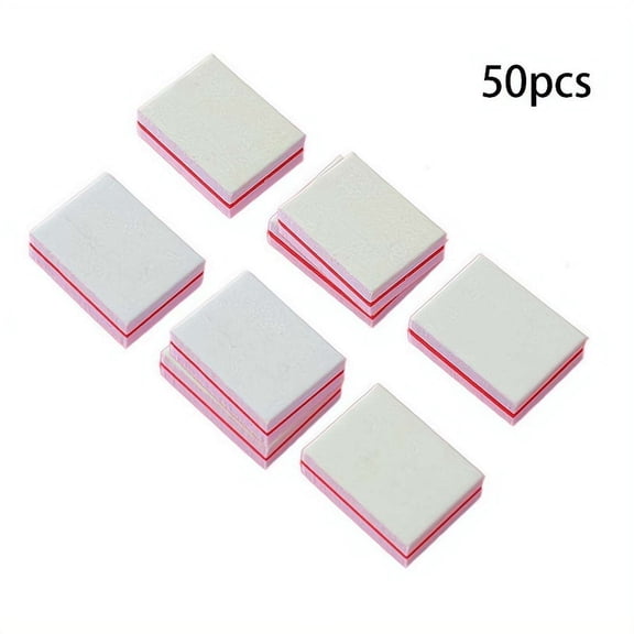 50 Pack Mini Nail Buffer B-locks, Double-Sided Foam Nail Files for Acrylic & Natural Nails, Bulk Buffing Sanding Blocks, Manicure Tools for Salon, Travel & Home