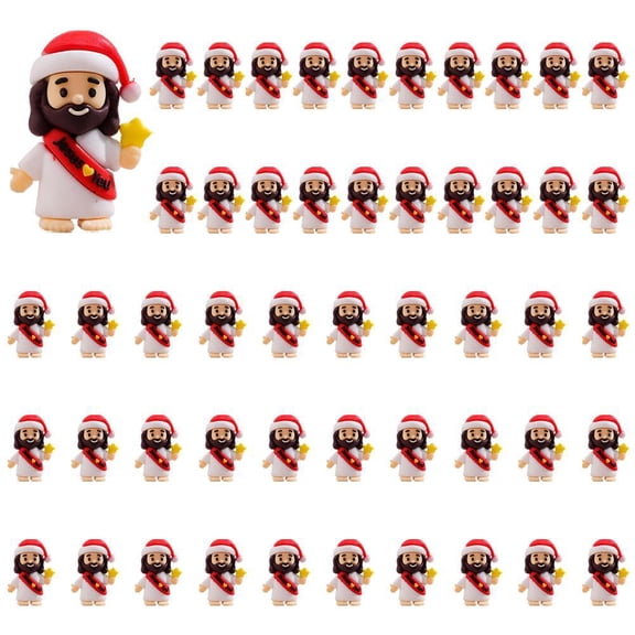 50 Pack Mini Religious Figurines Bulk Set, Inspirational Faith-Based Small Figures for Christmas Easter Party Favors Egg Fillers Church Events