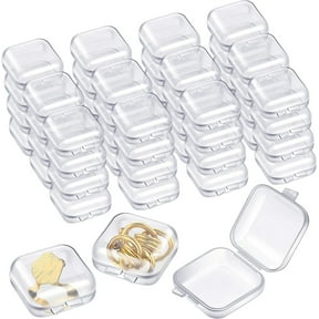 50 Pack Mini Square Storage Containers Box with Hinged Lid Clear Earplugs Storage Box Plastic Transparent Storage Box for Tiny Bead Jewelry