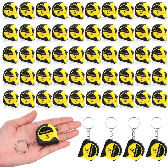 50 Pack Mini Tape Measure Keychains, 3 Ft Small Tape Measure Inch Metric Scale, Measuring Tape Retractable with Stable Slide Lock, Pocket Soft Tape Measure for Party Favors Birthday Daily Use