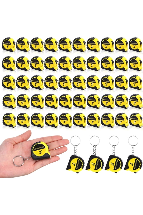 50 Pack Mini Tape Measure Keychains, 3 Ft Small Tape Measure Inch Metric Scale, Measuring Tape Retractable with Stable Slide Lock, Pocket Soft Tape Measure for Party Favors Birthday Daily Use