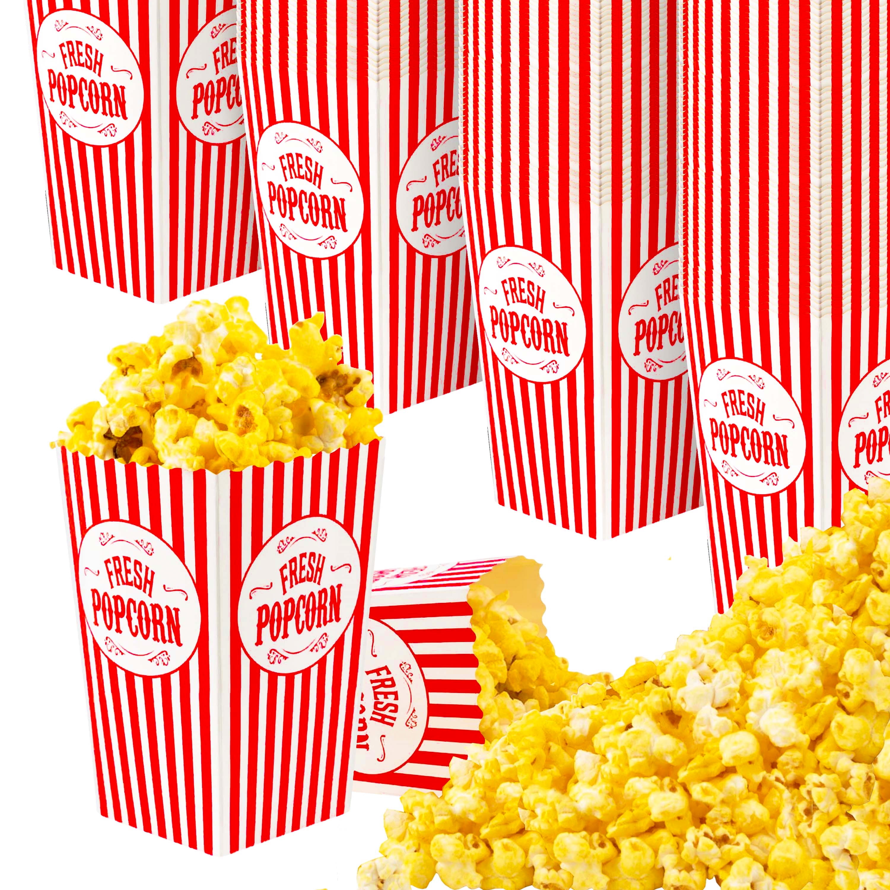 [50 Pack] Movie Theater Popcorn Boxes Disposable Red & White Striped ...