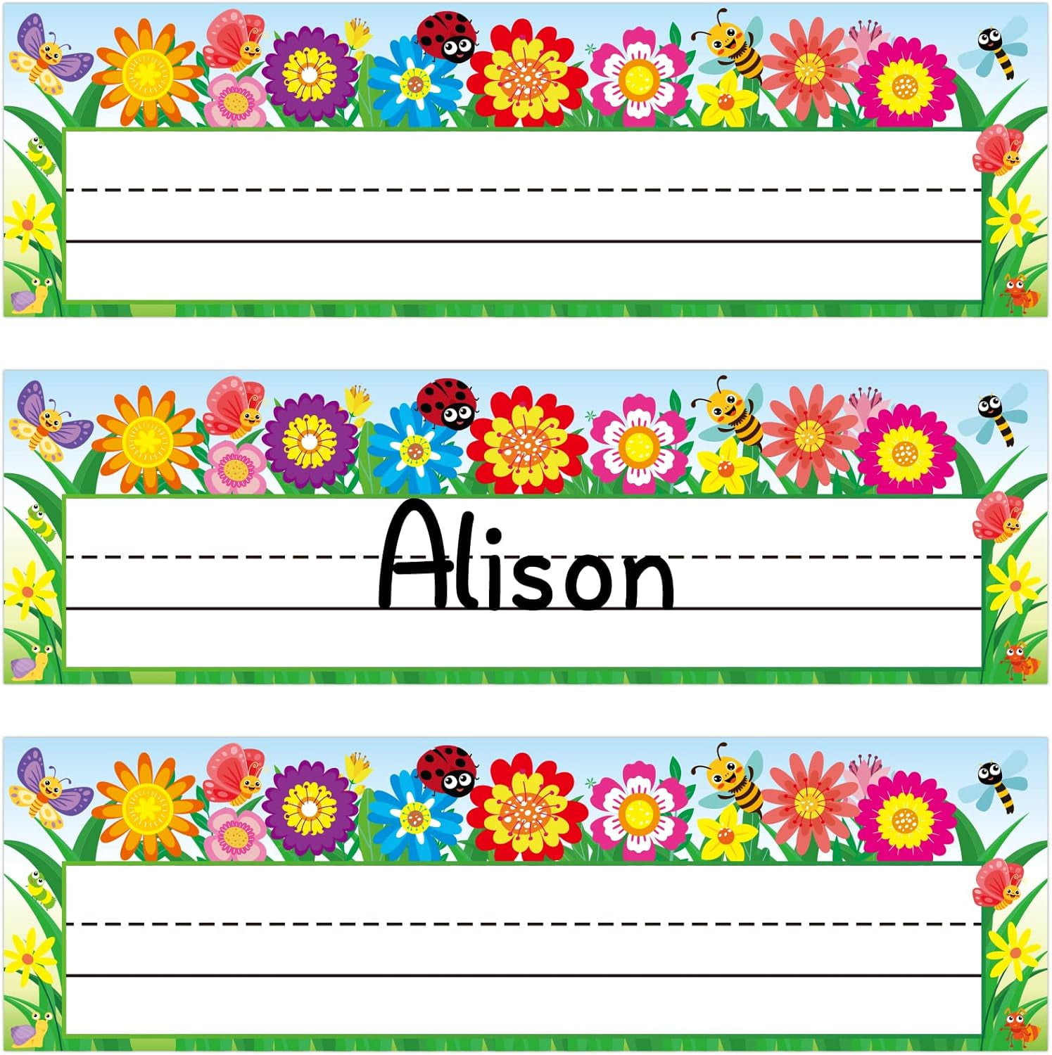 50 Pack Nameplates for Student Desks, Flower Style Desk Name Tags for ...