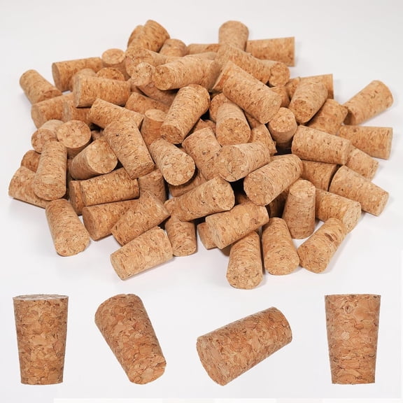 50 Pack Natural Soft Wood Corks, Tapered Cork Wooden Beer Bottle Stopper for Wine Making Craft, Leakproof,DIY Crafts (50 Pcs)