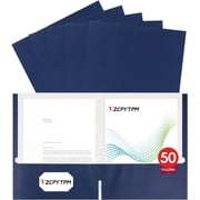 50 Pack Navy Blue Folders with Pockets,2 Pocket File Folders for Letter Size 8.5 x 11 Inch,Professional Design with Business Card Slot for Office and School Organization