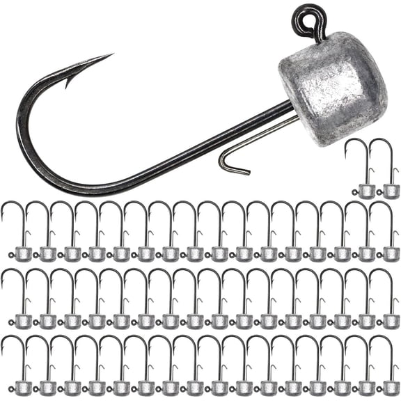 50 Pack Ned Rig Jig Hook Kits, Jig Heads for Soft Lures, Standard Fishing Jig Hooks, 3/8oz 1/8oz 1/6oz 1/4oz