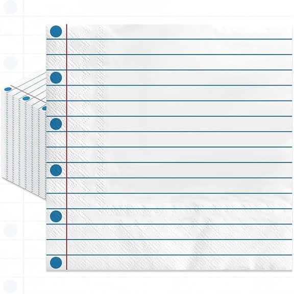 50 Pack Notebook Lined Paper Napkins 13 x 13 Inches