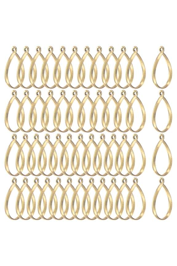 50-Pack Open Bezels for Resin, Teardrop Shape Open Back Bezel Pendants for Resin Jewelry Making/DIY Earrings Necklace, Alloy Hollow Frame Pendants [Gold Tone]