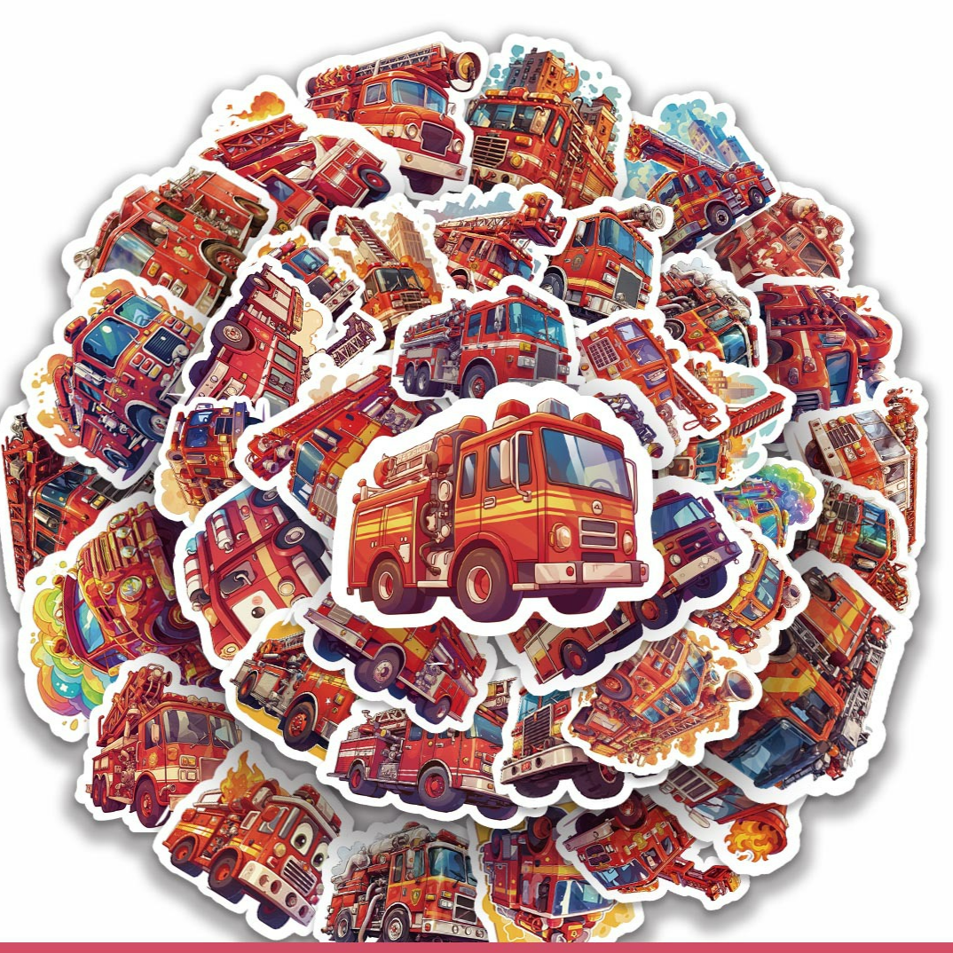50-Pack Original Kids Fire Truck Stickers - DIY Fire Engine Decals for  Luggage and Phones, Cross-Border Sticker Pack - Walmart.com, image size:1074x1074