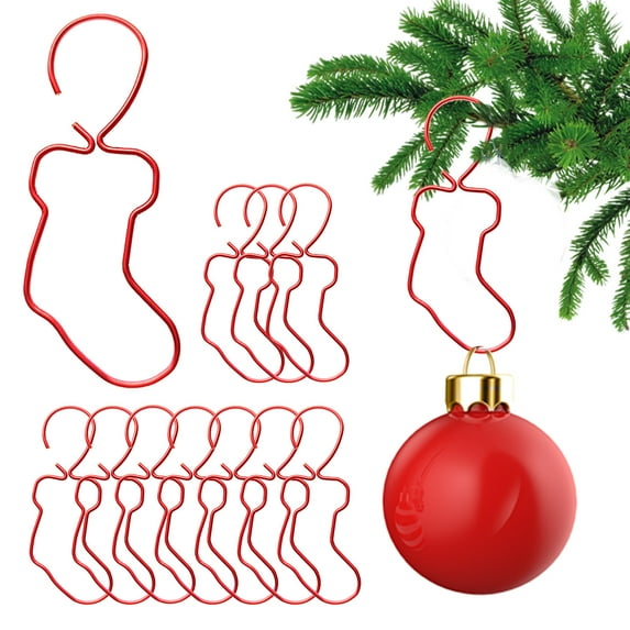50 Pack Ornament Hooks, Christmas Ornament Hooks Ornaments Hangers Hooks for Christmas Ornaments Metal Wire Ornaments Hooks Anchors for Xmas Tree Decorations Hanging, Red