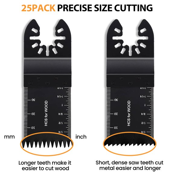 50 Pack Oscillating Saw Blades, Multitool Oscillating Tool Blades for Wood Metal Plastics, Japanese Long Teeth, Quick Release Multi Tool Blades Kits for Oscillating Tools