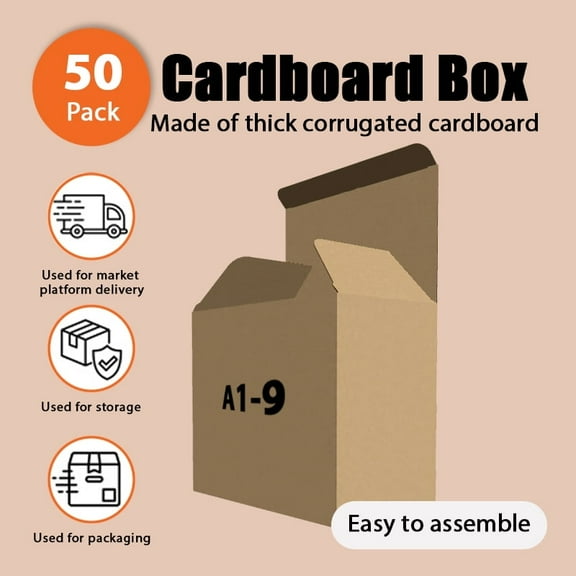 50-Pack Packaging Cartons - 8.3"x4.7"x7" Corrugated Boxes for Shipping & Storage