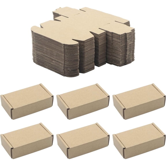 50 Pack Paper Boxes, Foldable Rectangular Paper Box Packing Box for shipping, Storaging Small items, Brown, 3.62 x 1.98 x 1.02 inches
