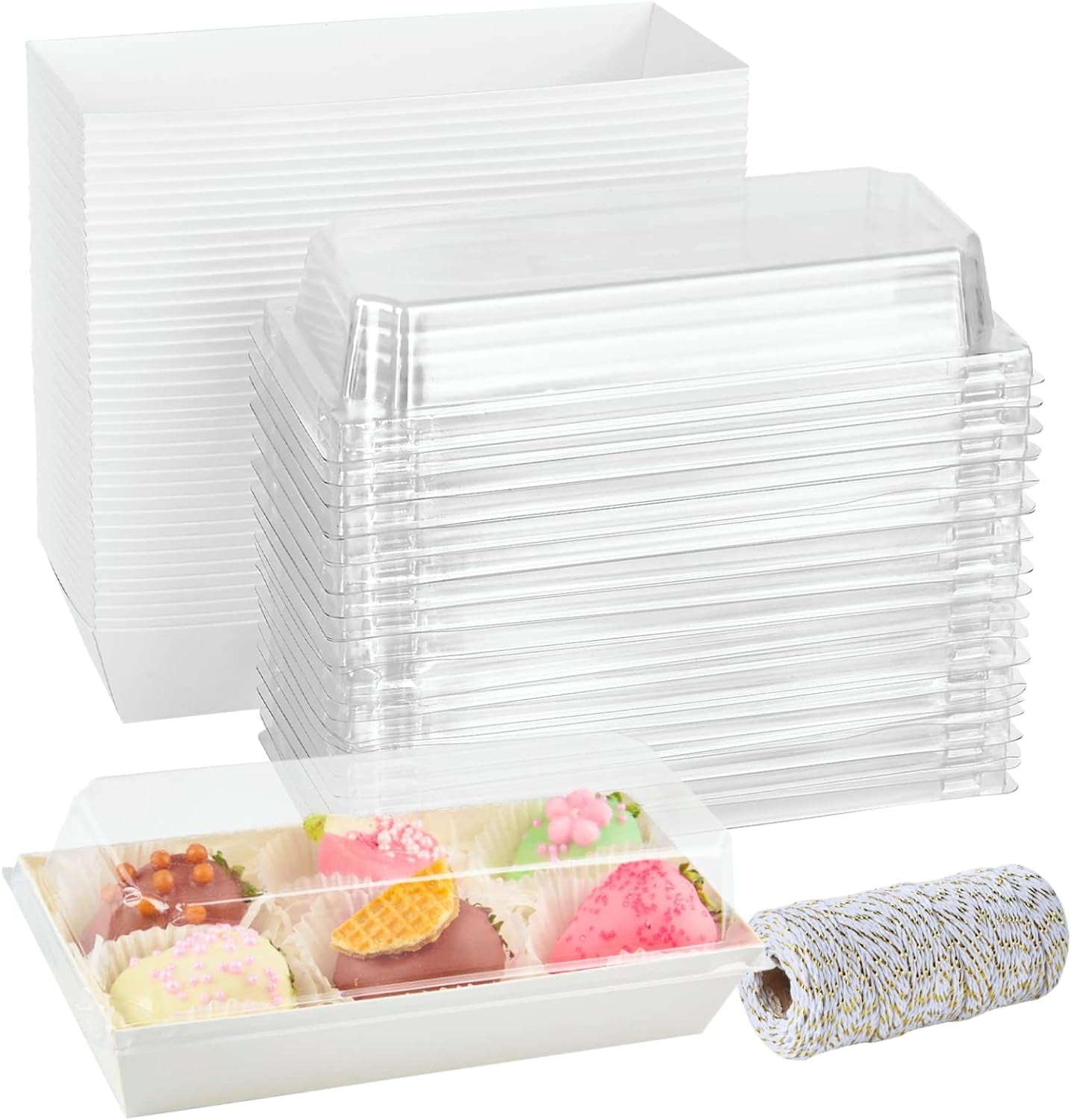 50 Pack Paper Charcuterie Boxes with Clear Lids Disposable Sandwich