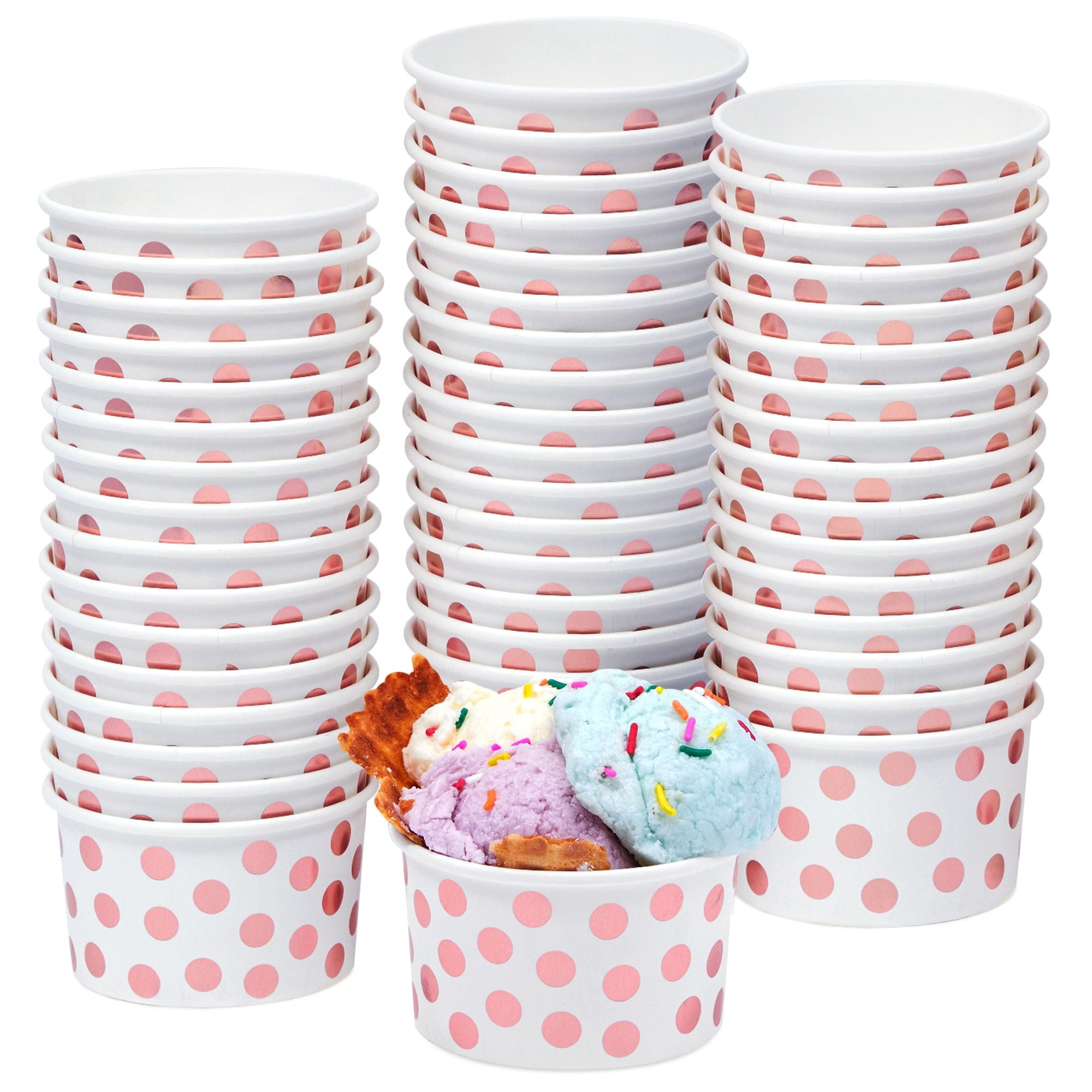 Ocmoiy 4 Oz Disposable Ice Cream Cups with Lids and Spoons for Freezer, 50  Pack Paper Dessert Cups Ice Cream Bowls Snack Containers Cups for Jello