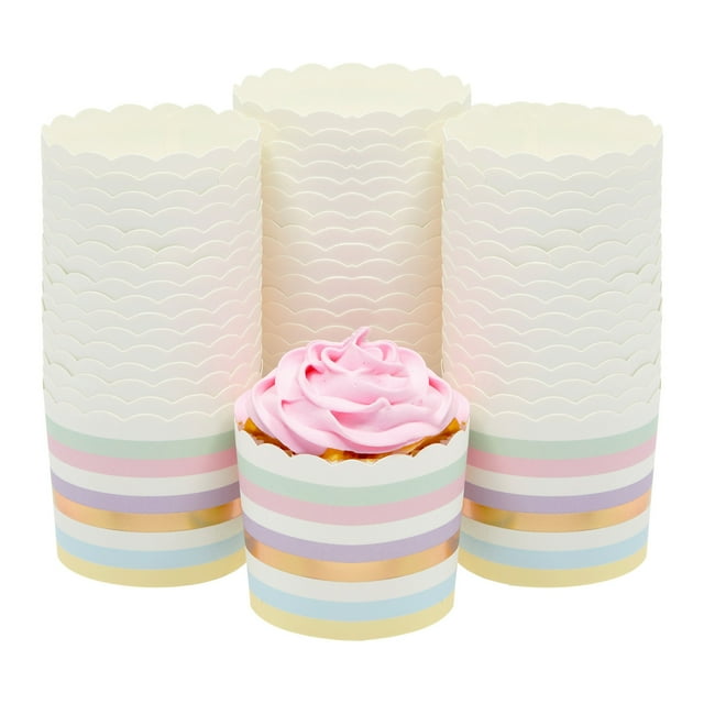 50-Pack Pastel Cupcake Liners - Large Paper Baking Cups for Birthdays, Home Baking, Bake Sales, Bridal Showers (2.2 In)