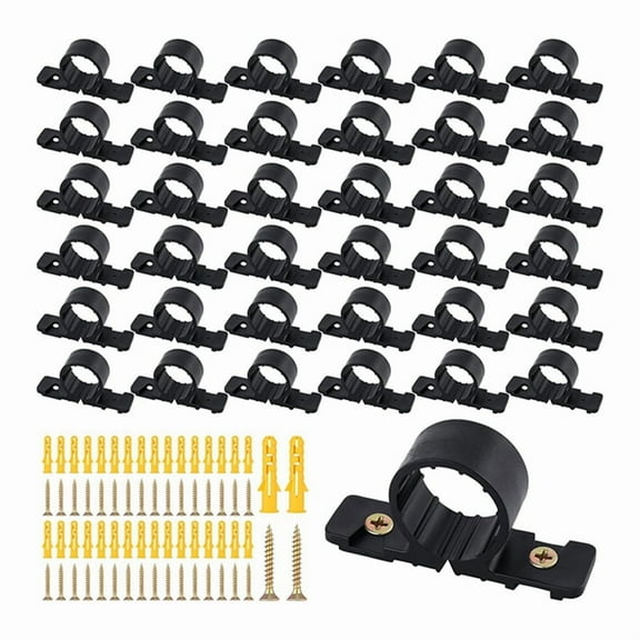 50 Pack Pipe Supports Suspension Pex Pipe Clamp Tubing Supports with Screws for Pex, Copper, CPVC Pipe 1/2 Inch,50 Pack x Plastic Suspension Pipe Clamps 1 set x Screw,Black